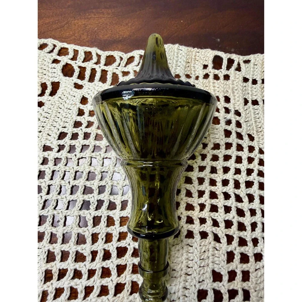 1964 Jim Beam Genie Bottle Decanter, Olive Green Glass, Mid-Century Barware